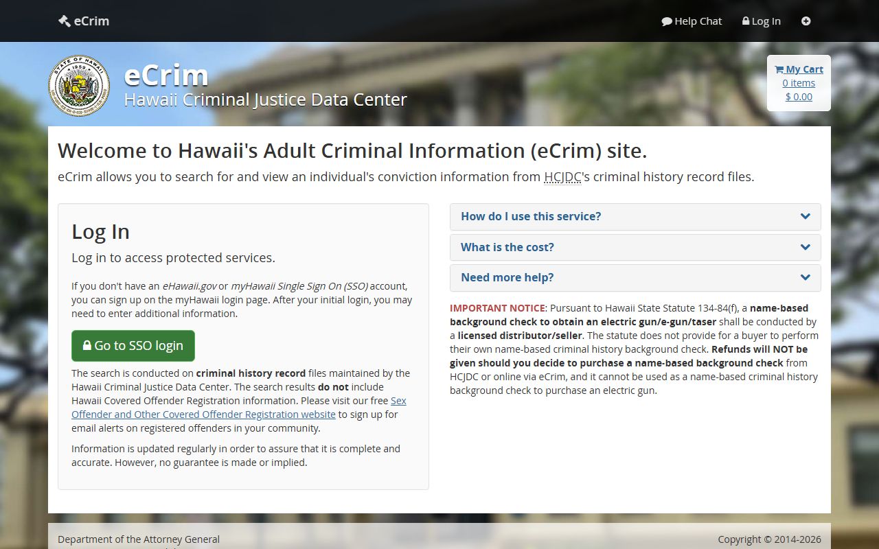 Maui County criminal history eCrim court record lookup